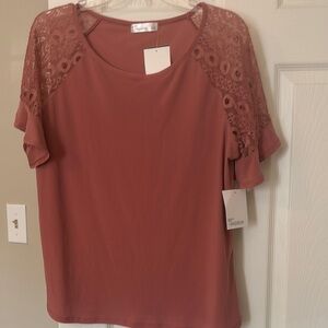 Lace Sleeve Blush Top